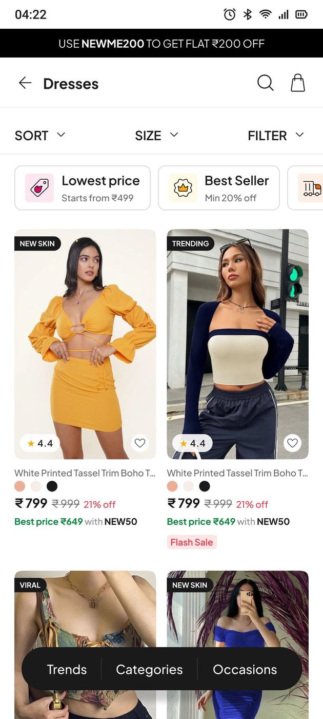 The redesigned Newme shop page